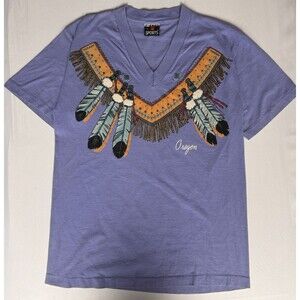 Vintage 1992 Signal Sports Oregon T-Shirt M Purple V-Neck Single Stitch USA